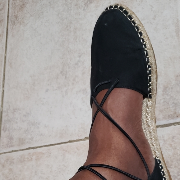 Lace-Up Espadrille Sandal Eileen Fisher Size 11 Black - Picture 3 of 11